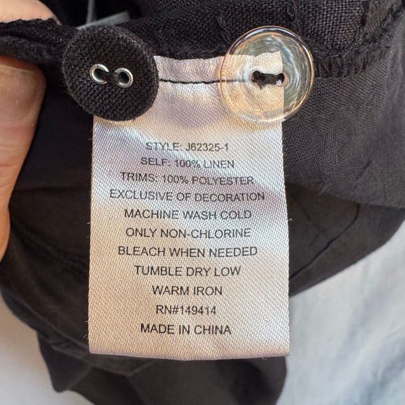 Johnny Was Madaleina Wide Leg Pleated Linen Pants Black XS NWT $198 - Picture 8 of 9